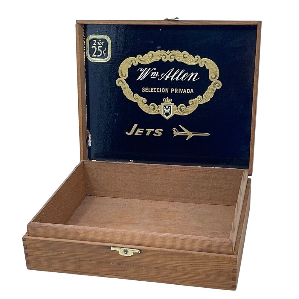 Wm Allen Jets Wooden Cigar‎ Box